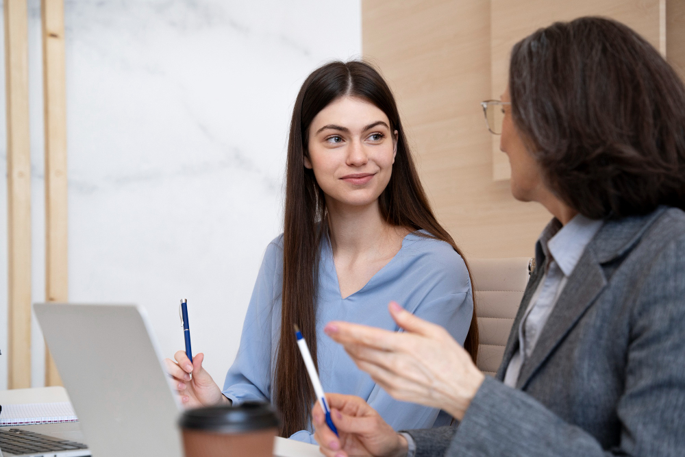 Young girl listening medical coding career benefits
