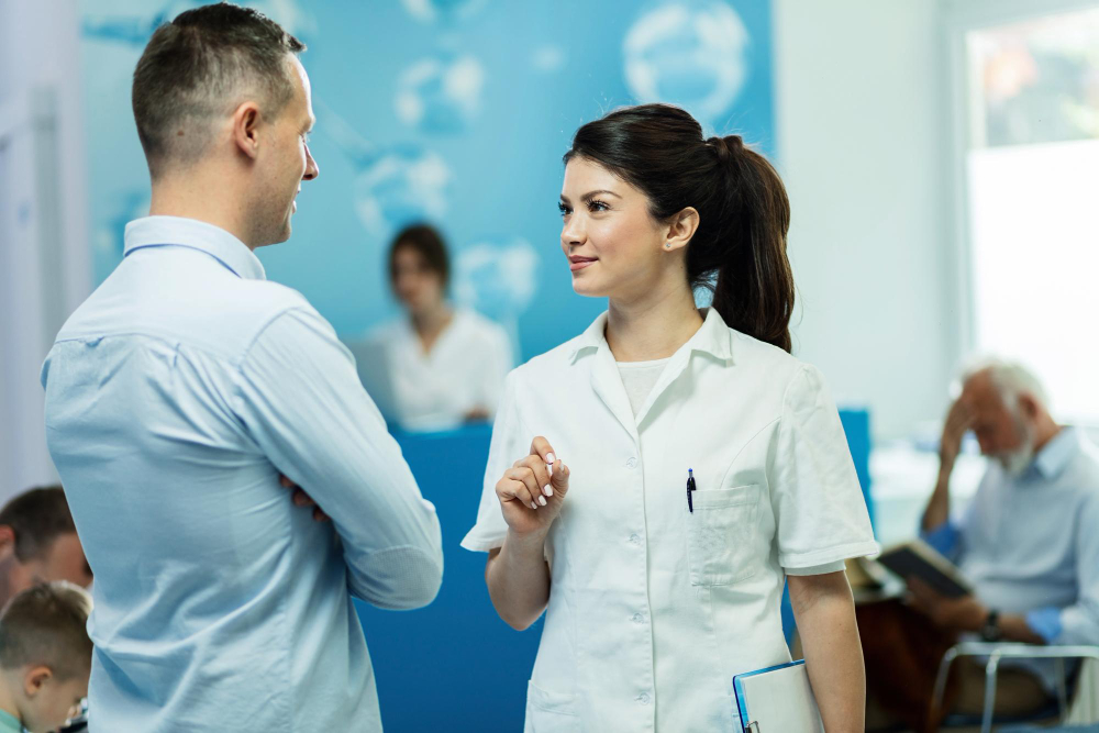 Nurse talk with a man